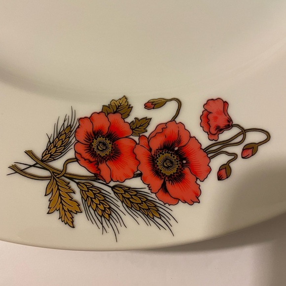 Kelgen China Vintage Floral Lge Round Poppy/Gold Platter 12” - Picture 4 of 4